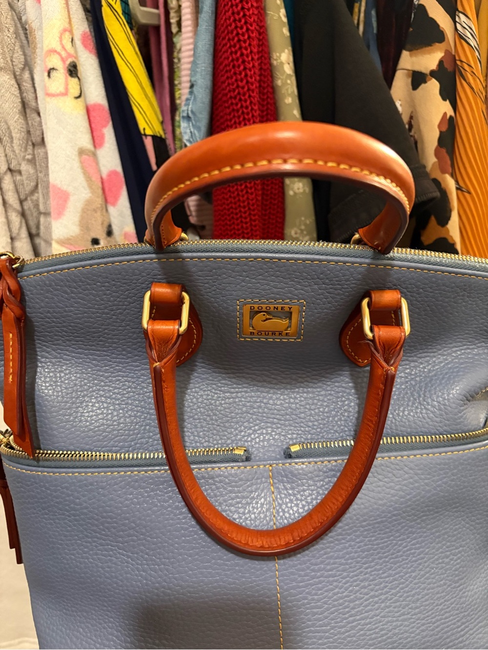Dooney & Bourke | Denim Blue | Dillen Double Pocket Satchel - Picture 9 of 16